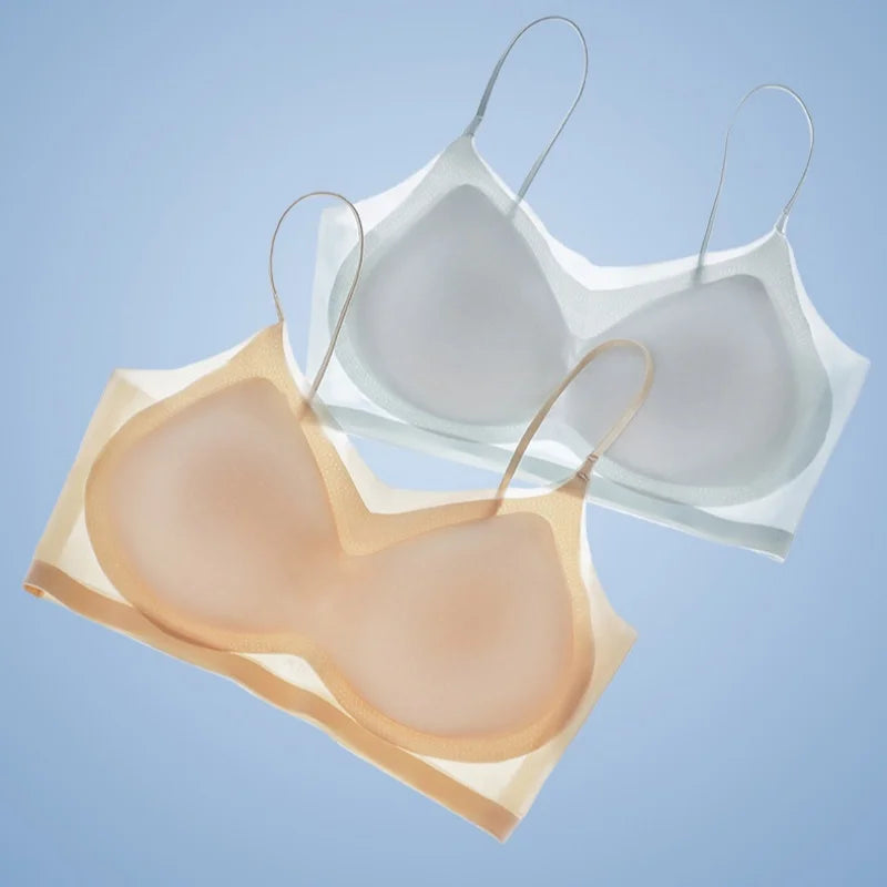 2Pcs/Set Seamless Bras For Women Padded Bra Sexy Lingerie Comfy Solid Color Tube Top Thin Straps U-Back Underwear M-4XL
