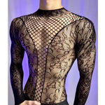 Summer Men's Mesh Tank Transparent Full Sleeves Round Neck T-shirt MenWomen Comfortable Breathable Bodysuit Trend Party Clothing
