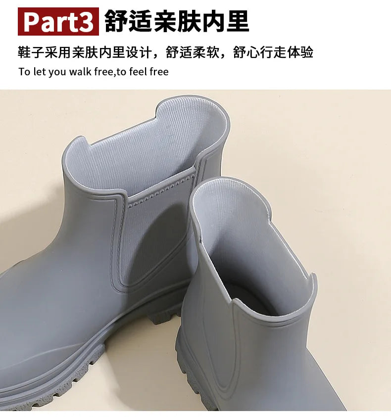 Rain Boots Women Garden Galoshes Waterproof Rubber Chelsea Boot Female Non-slip Rainshoes Fishing Water Shoes Botas Lluvia Mujer