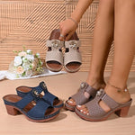 Woman Sandals Summer Fashion Slippers High Heels Vintage Anti-slip Casual Chunky Heel Shoes Woman Open Toe Outdoor Sandals Woman