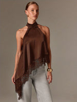 Autumn Fashion Women's Asymmetrical High-Neck Backless Halter Neck Top