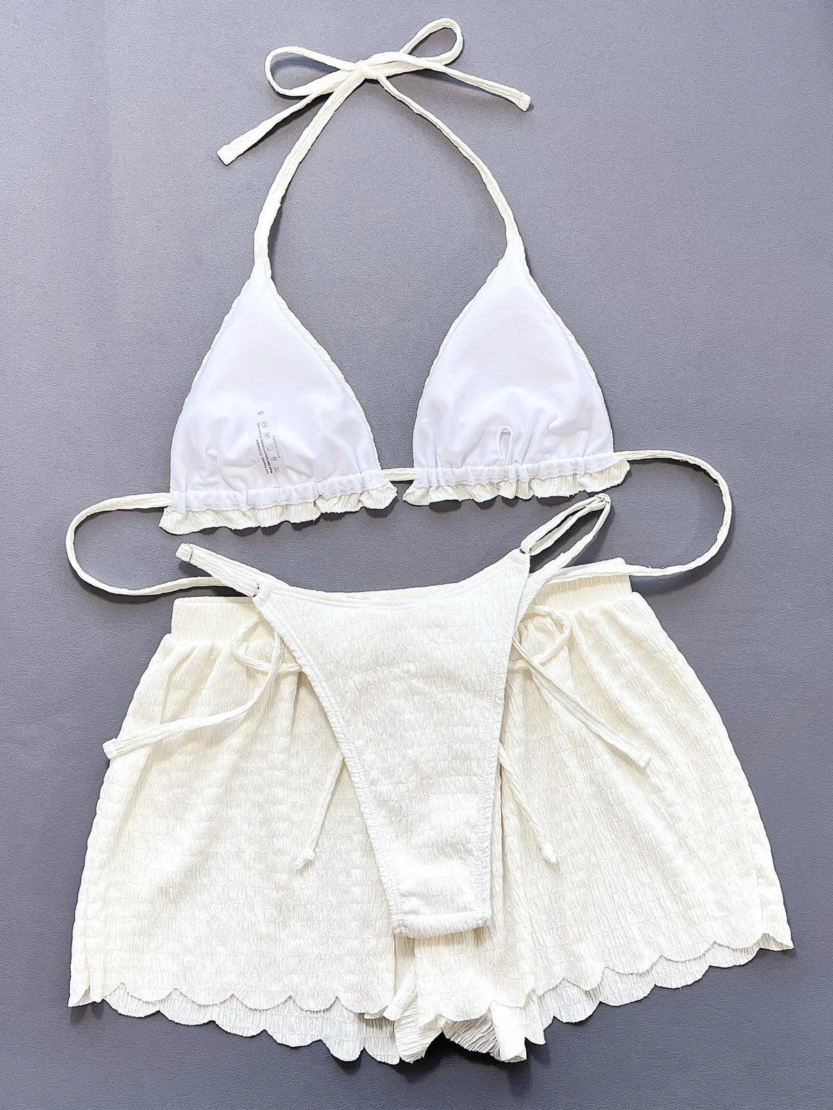DEKAWomen 3 Piece Bikinis Set Halter String Push Up Swimsuit Backless Cute Beach Outfit Bathing Suit Swimwear Biquinis