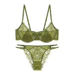French Sexy Lingerie Ultra-thin Satin Lace Lingerie Set Anti Sagging Bra Half Cup Ultra-thin Lace Gather Anti-sagging Bra Set