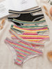 Color-block Brazilian Women's Underwear Set Stylish Hollow Out Comfortable Striped Panties Underwear