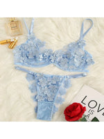 Toucheart Sexy Lingerie Set Transparent Feminine Sweet Mesh Embroidered Lace Bra Flower Applique Transparent Lingerie Women Kit