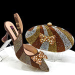 DoershowAfrican fashion Italian Shoes And Bag Sets For Evening Party With Stones coffee Italian Handbags Match Bags! Ho1-1