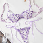 French Lace Heart Bra Set Girls Sexy Women Bralette Adjustable Transparent Embroidery Underwear Thong Bras Lingerie Panties Sets