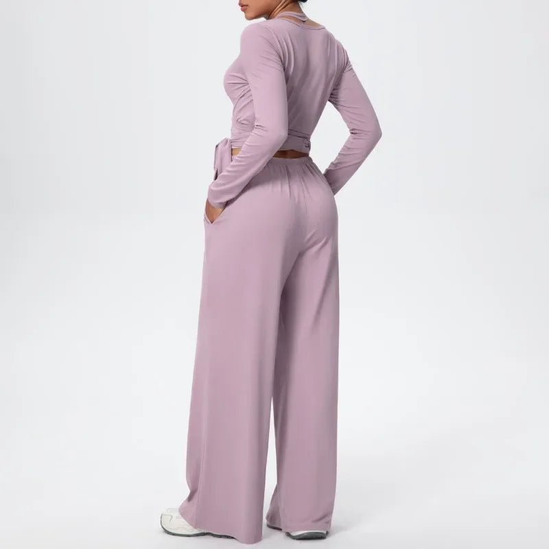 3 Pcs Women's Seamless Yoga Set Sports Fitness Gym Slim-Fit Long Sleeve & Tank Top Suits Workout Running Training Sets