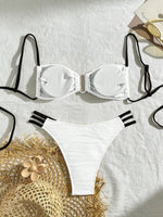 XS - L Wrinkled U Rings Bandeau Bikini Women Swimwear Female Swimsuit Two-pieces Bikini Set Bather Bathing Suit Swim Beachwear