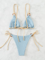 Light Blue Ribbed Swimwear String Bikinis Sets Woman 2026 Sexy Swimsuit Ring Bathing Suit Brazilian Micro Bikini Thong Donna