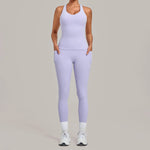 Women's Seamless Yoga Sets Sports Fitness Hip-lifting High Waist Pant Sleeveless Backless Suits Workout Running Leggings Sets