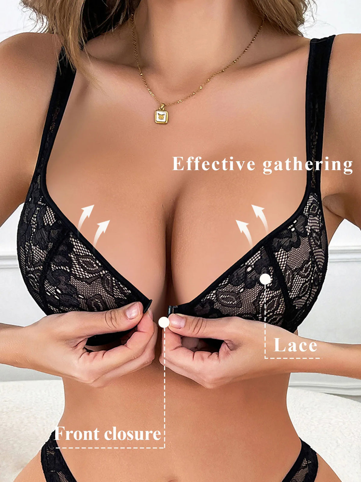 Ladies' sexy lace Front-Closure bra Women's Front Close Lace Underwire Bra Lingerie Elegant Sexy Front Hook plus size Bra
