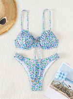 New Sexy Floral Print Push Up Bikini 2024 Women Swimwear Female Swimsuit Two Pieces Thong Bikini Set Bather Bathing Suit Beach