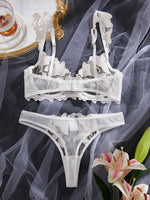 Fairy Lingerie Floral Valentine Charming Brief Panty Underwear Sexy Nighty Fancy Underwear Brief Set for Lady See Through Bra