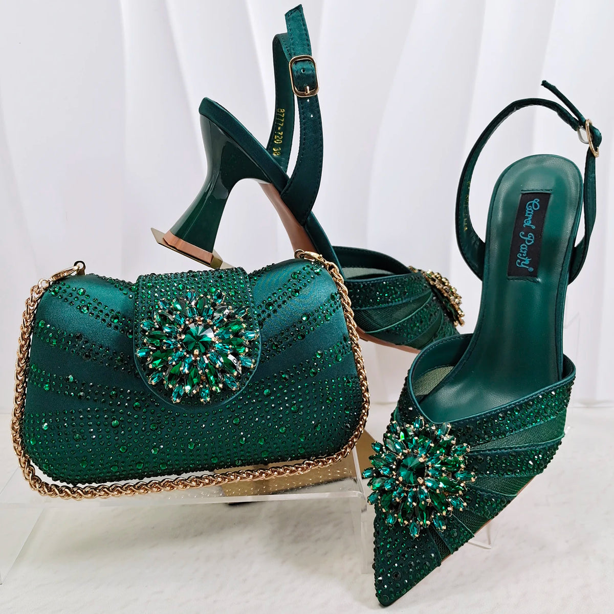 Doershow beautiful Italian Shoes And Bag Sets For Evening Party With Stones Italian Leather Handbags Match Bags!HC1-1