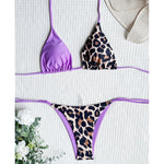 XS - L 8 Color Splicing Halter Leopard Bikini Female Swimsuit Women Swimwear Two-piece Bikini set Bather Bathing Suit Swim V3736