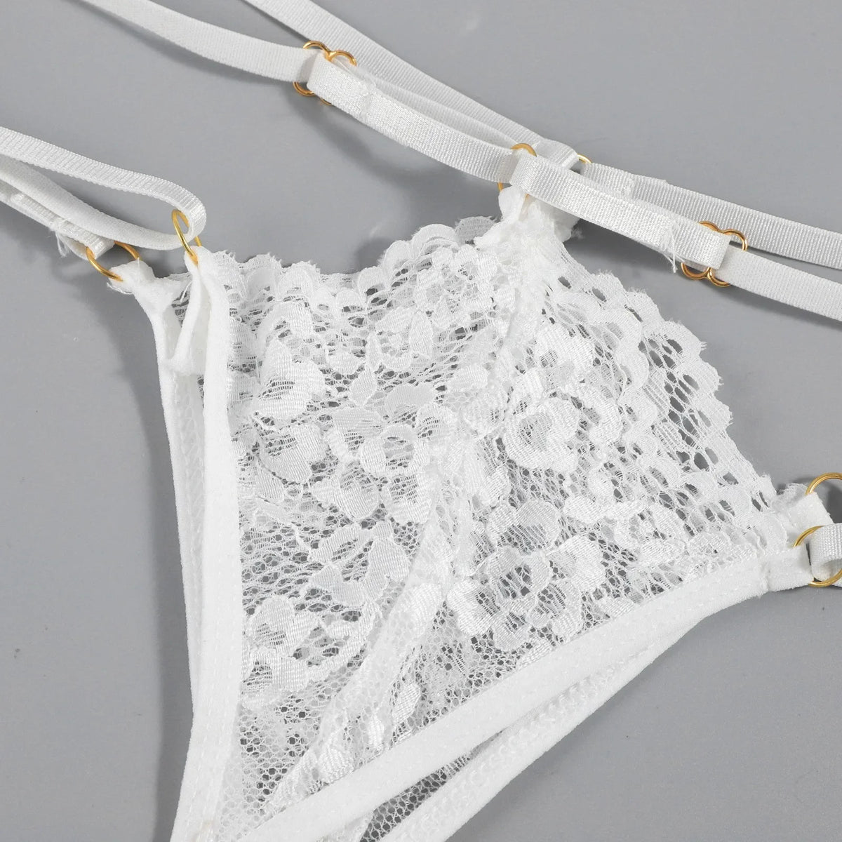 Porn 3pcs Lace Underwear Set Women Sexy Lingerie Halter Bra and Panties Garter Intimate Erotic Babydolls Sex Costumes