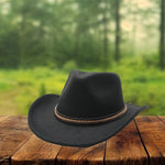 Women Men Retro Felt Jazz Hats Classic Cowboy Hats Wide Brim Cowgirl Sun Hats with Decorative Band