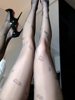 Sexy Stockings Jacquard Letter Socks Summer Black Silk Seductive Thin Anti Hook Silk Non Crotch Pantyhose Sweet Thin X81I