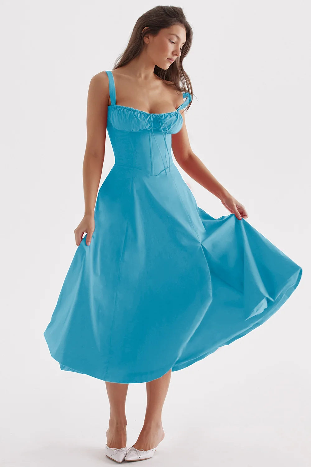 Sexy Low Cut Spaghetti Strap Maxi Dresses For Women Color Flower Printed Chest Wrap Bowknot Leace-up Long Dress Elegant Vestidos