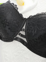 Women's oversized underwear with half cup gathered anti sagging front buckle lace design suitable for plump women 90D-110D B2483