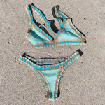 Crochet Bikini 2025 Bandeau Biquini Women Sexy Swimsuit Female Push Up Swimwear Solid Patchwork Bathing Suit Handhook Beachwear