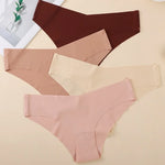 5Pcs/Set Women Panties Seamless Classic Briefs Female V-waist Underpants Soft Ice Silk Panties Sexy Lingerie Low-Rise Underwear