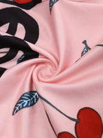 Pajamas Women's Sexy Onesies Bodysuit Casual Cherry Print V-neck Front Button Long Sleeve Slim Fit Jumpsuit Sleepwear