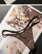 Ice Slik Low Waist Girls G String Leopard Flower Women Panties Sexy Briefs Thong T-back Underwear Female Lingerie Size S-XL