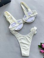 3D Flowers Underwired Brazilian Bikini Women Thong Swimwear Female Swimsuit Two-pieces Bikini Set Push Up Bathing Suit Swim