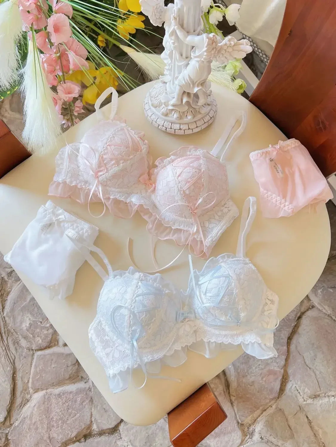 Japanese Style Lolita Princess Wind Lace Lace Lingerie Design for Girls Push-up Bra Women UnderwearPush Up Bra