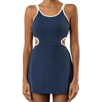Tennis Dress Women Sleeveless Push Up Padded Sport Dresses Training Running Fitness Hollow Out Backless Slim Badminton Suit