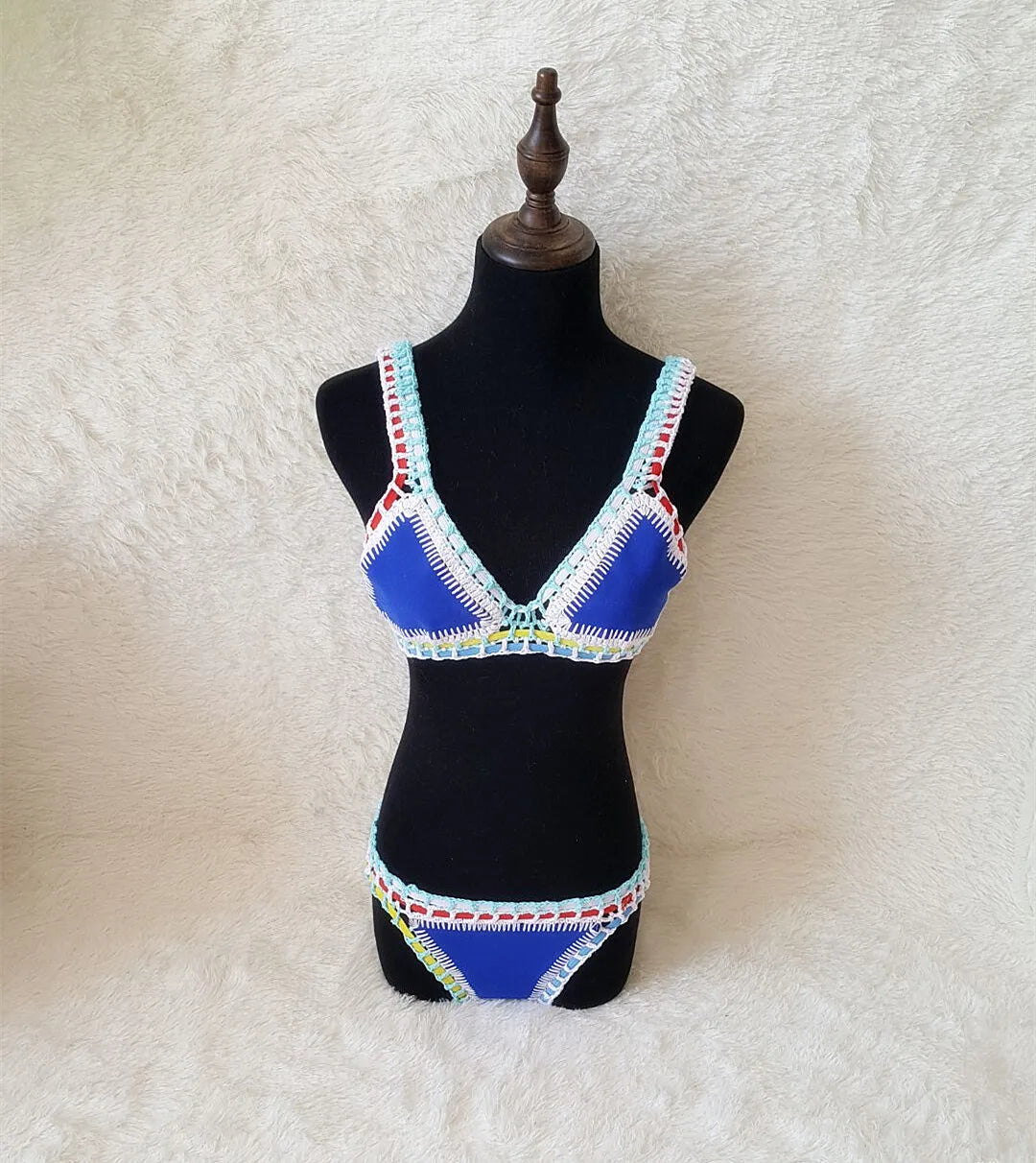 Bikini Crochet 2026 Handmade Knit Patchwork Reversible 2 Piece Swimsuit Women Halter Top Brazilian Bathing Suit Thong Swimwear