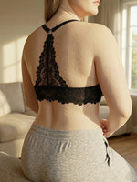 Plus Size Women's Floral Lace Push Up Bra Lace Backless Underwear with Underwire Side Support Minimizer Comfortable Lingerie