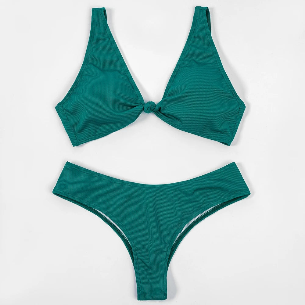 ZTVitality Solid Knotted Sexy Women Swimsuit 2025 New Arrival Bikini Push Up Padded Bra Beach Swimwear Female Brazilian Biquini