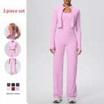 Yoga Set 3PCS Women Workout Sets Sportswear Gym Clothing Fitness zipper Long Sleeve High Waist Leggings Sports Suits Yoga Suit