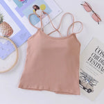 Women Tank Crop Tops Female Crop Top Seamless Backless Summer Cropped Camis Removable Pads Lingerie Girls Camisole