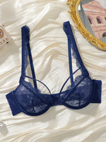 Women's Sexy Ultra-Thin Lace Bra No Steel Ring Gathered Adjustable Straps Easy Wash And Dry Floral Design Fun Bra MR3006