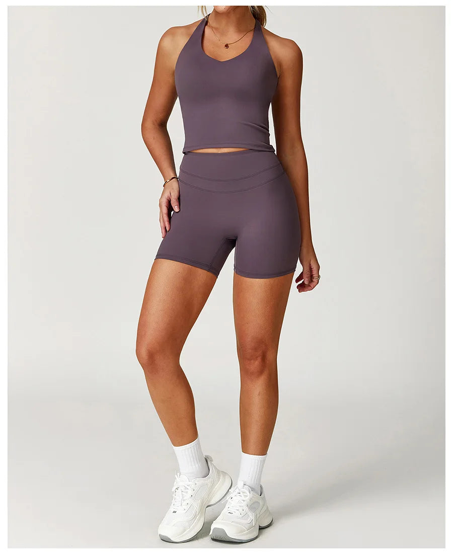 Yoga Set 2PCS Women Tracksuit Nude Feeling Workout Sets Gym Clothes Push Up Fitness Running Sportwear Sport Bra Leggings Suit