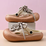 Plus Size Summer Platform Sandals For Women Men Home Street Garden Shoes Lace-up Style Silver Gold Clogs Couples Beach Slippers
