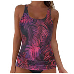 Women Summer Swimwear Loose Fit Scoop Neck Sleeveless Tankini Top Bohemian Tie Dye Print Bathing Suit Padded Swimsuit Top Xxl