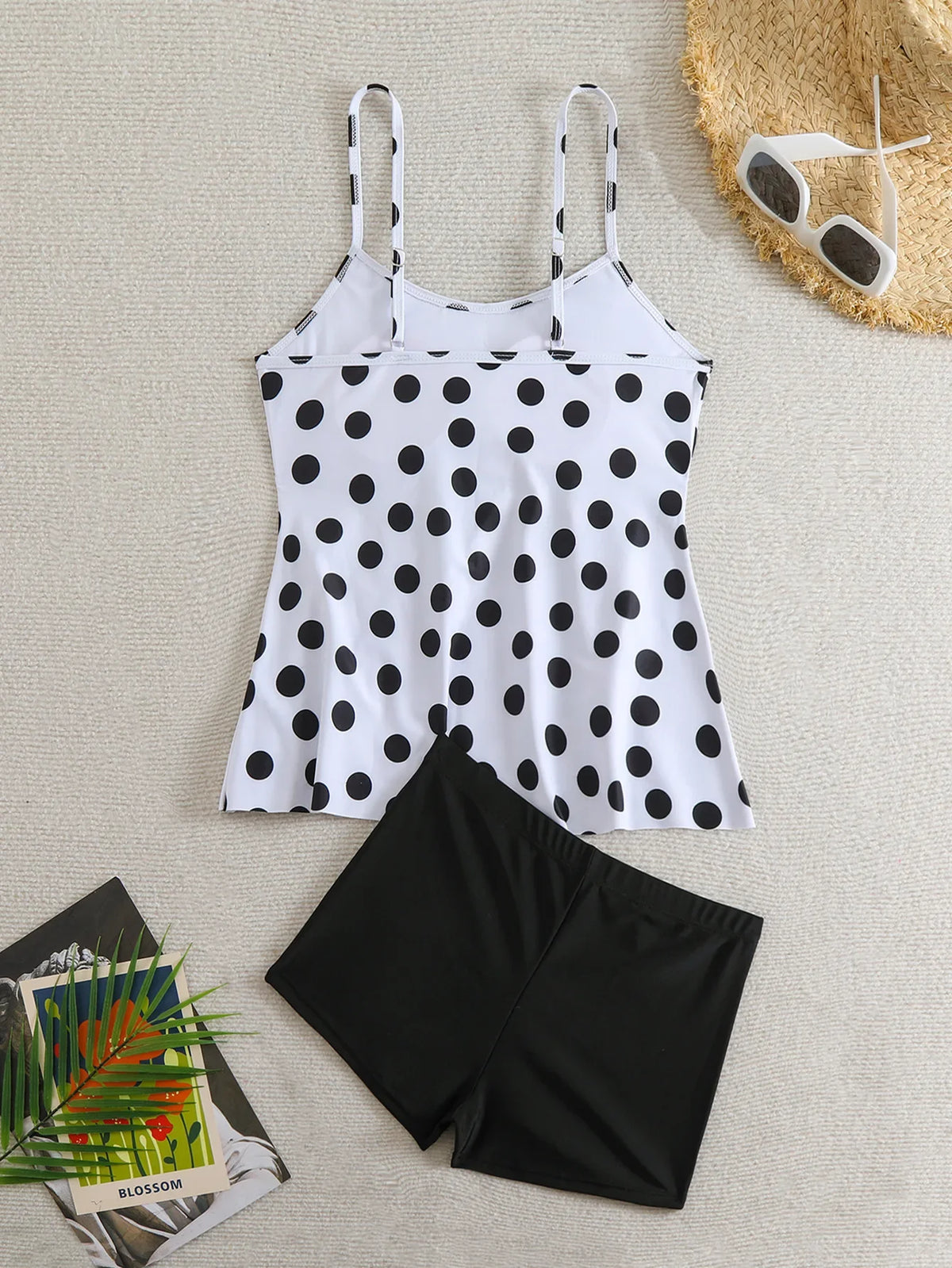 Sexy High Waist Shorts Ruffle Women Swimsuit Two Piece Swimwear Female Tankini Set Polka Dot Bathing Suits Brazilian Biquini