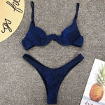 Glitter Shiny Underwired V-Bar Bikini Women Swimsuit Female Brazilian Swimwear Two-piece Bikini Set Triangle Bathing Suit Swim