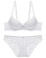 Women's Underwear Set Sexy Hollow Lace Floral Bow Padded Push up Bra Suitable for Small Busts Sexy Bras and Panties