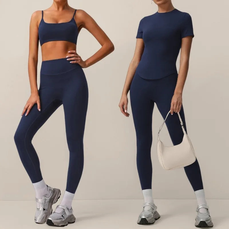 Women's 2 Piece Yoga Suit Fitness Gym Sports Set Hip Lifting High Waist Tracksuit Quick Drying Breathable Running Set