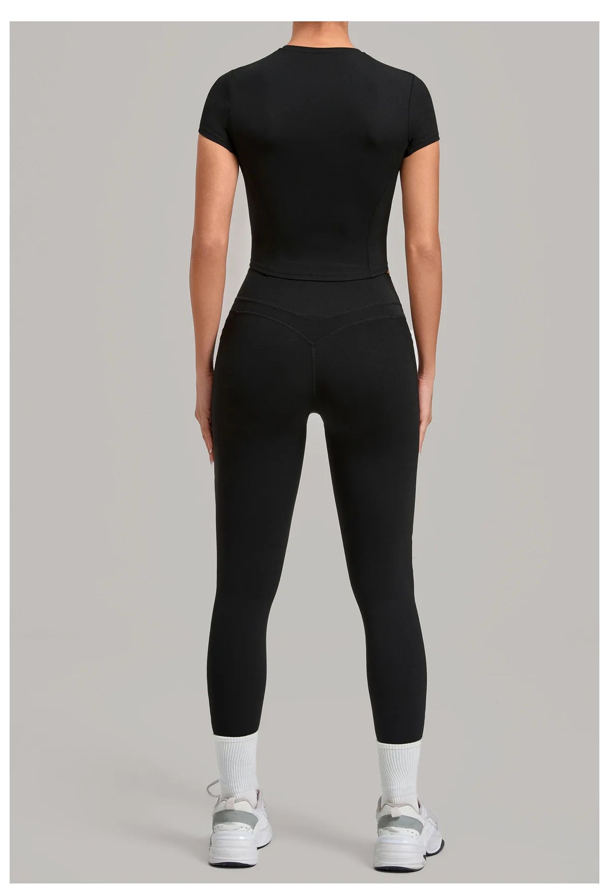Women Tracksuit Yoga Sets Short Sleeve Slim Sports T Shirts Workout Clothes Outdoor Tight High Waist Pocket Pants Fitness Suits