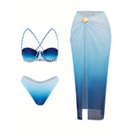 S - XL 3PCS With Skirt Underwired Bikini Female Swimsuit Women Swimwear Three-pieces Bikini set Bather Bathing Suit Swim V8080