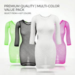 1PC Women Sexy Fishnet Beach Cover Up Long Sleeves Hollow Out Bodycon Dress See Through Summer Swimwear