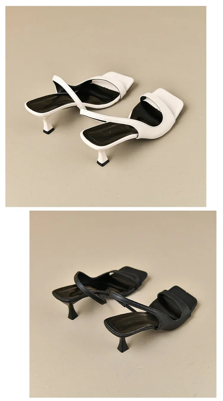 2026 New Women's Summer New Fashion Square Toe Simple Solid Color Sandals Outdoor Open Toe Casual Banquet Party Women's Sandals