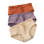 3Pcs/Set Cotton Panties Low Waist Briefs Solid Color Lingerie Women Underpants Comfy Breathable Underwear Intimates